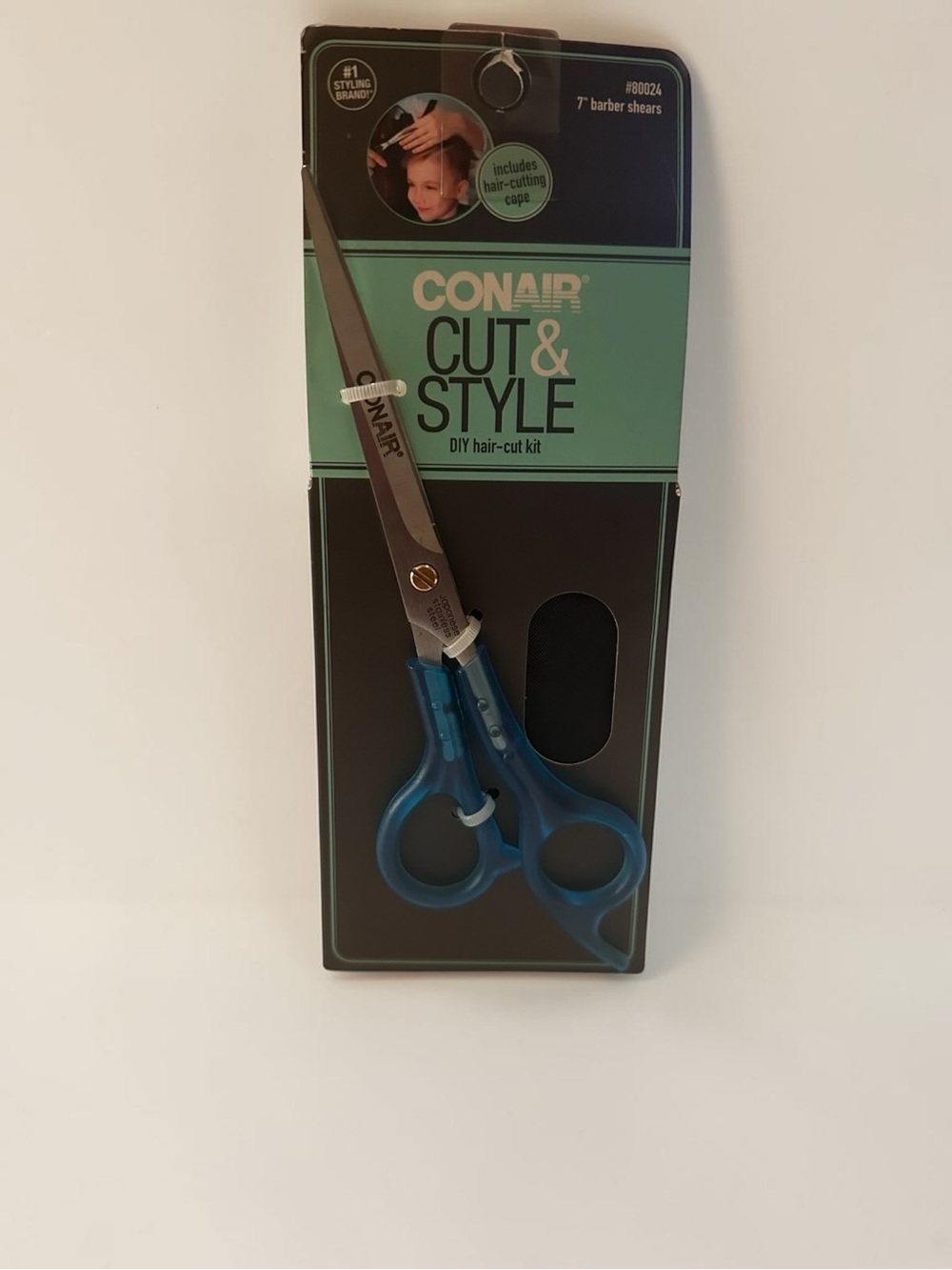 Conair Cut & Style 7” Blue Barber Shears with Haircut Cape - Picture 3 of 6